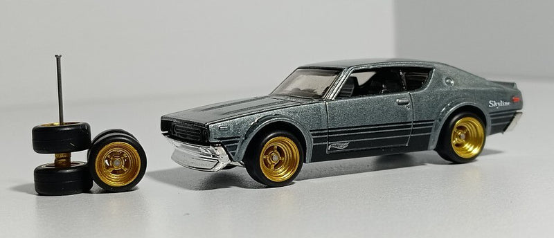4PCS 1/64 Scale Alloy Car Model 5.2mm/11mm Size Rubber Tires + Wheels + Axles for Modified 1:64 Matchbox/Domeka/HW Model Cars