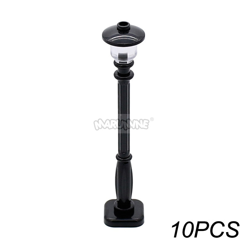 Marumine Traffic Road Sign Light Lamp Block Brick City Street View Accessories Signpost Barrier Speed Limit Indicator Warning
