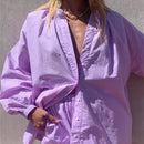 Women Casual Tracksuit Shorts Set Summer Long Sleeve Shirt Tops And Mini Drawstring Shorts Suit Lounge Wear Two Piece Set
