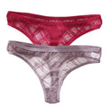 2PCS/Set Lace Sexy G-String Thongs Transparent Women&#39;s panties Low-Waist Female Underpants Mesh Perspective Briefs Lingerie M-XL
