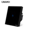 UBARO Eu AC100-240V Tempered Black White Crystal Glass Touch Switch Panel Wall Light Sensor Button 1/2/3 Gang 10A Interruptor