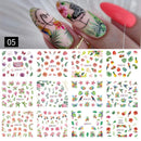 12 Designs Nail Stickers Set Mixed Floral Geometric Nail Art Water Transfer Decals Sliders Flower Leaves Manicures Decoration