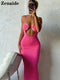 Zenaide 2022 Cut Y2K Long Dress Backless Spaghetti Strap Sexy Maxi Bodycon Dresses Pink Women Summer Black Beach Party Outfits