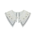 Royal Style Cotton Fake Collar Shawl Wrap Hollow Out Floral Lace Ruffled Trim Necklace Pointed Triangle Lapel Blouse