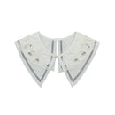 Royal Style Cotton Fake Collar Shawl Wrap Hollow Out Floral Lace Ruffled Trim Necklace Pointed Triangle Lapel Blouse