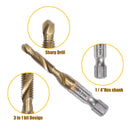 M3 M4 M5 M6 M8 M10 Tap Drill Titanium Plated Hex Shank HSS Screw Machine Compound Hand Tools Metric Thread Tap Drill Bits Set