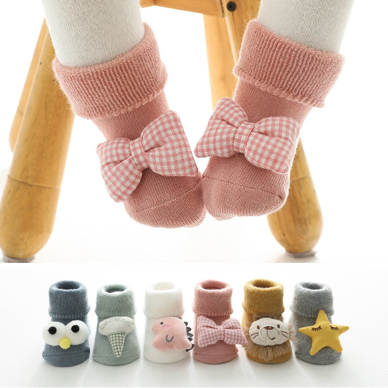 Autumn Winter Baby Girls Socks Newborn Cartoon Animal Baby Socks Infant Baby Boy Socks Anti Slip Soft Cotton Floor Sock Shoes