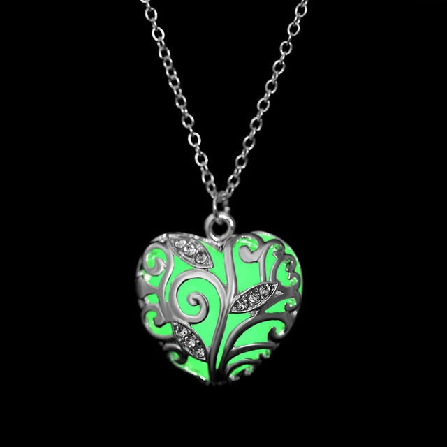 FAMSHIN Fashion Silver Color Charm Luminous Pendant Necklace Women Moon Glowing Stone Necklace Christmas Necklaces Jewelry Gifts