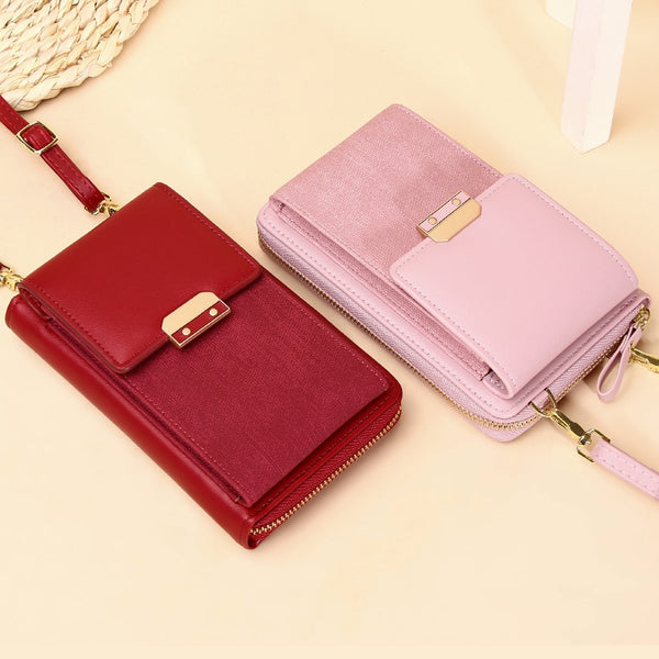 Women&#39;s Messenger Bag Shoulder Mobile Phone Bags Small PU Leather Crossbody Wallet Ladies Card Holder Coin Purse Female