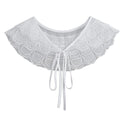 Royal Style Cotton Fake Collar Shawl Wrap Hollow Out Floral Lace Ruffled Trim Necklace Pointed Triangle Lapel Blouse