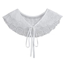 Royal Style Cotton Fake Collar Shawl Wrap Hollow Out Floral Lace Ruffled Trim Necklace Pointed Triangle Lapel Blouse