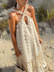 Sleeveless Halter Maxi Summer Dress For Women Fashion Ruffle Beach Long Robe 2022 Elegant Slip Holiday Hollow Out Sundress