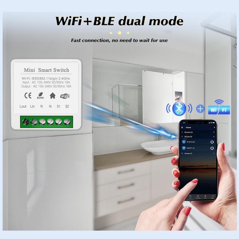Wifi Smart Light Switch 16A Mini 2-way Control Timer Switch Smart Home DIY Breaker Work With Tuya Alexa Yandex Alice Google Home