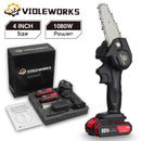 4 Inch 88VF 1080W Mini Electric Saw Chain Saw With 1/2 Battery Rechargeable One-handed Woodworking Pruning Garden Tool EU Plug