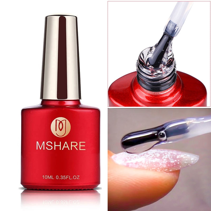 MSHARE 10ml Milky White Builder Nail Extension Gel Self leveling Nails Quick Building Clear Pink Nail Tips UV Led Gel Soak Off
