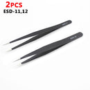 Anti-static ESD Stainless Steel Tweezers Set Maintenance Tools Industrial Precision Curved Straight Tweezers Repair Tools Set
