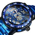 WINNER Transparent Skeleton Watch for Men Mechanical Wristwatches Diamond Watches Mens Luxury Stainless Steel Strap Unisex Clock