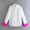 Green Feathers on the Cuffs Womens Blouses Long Sleeves Women&