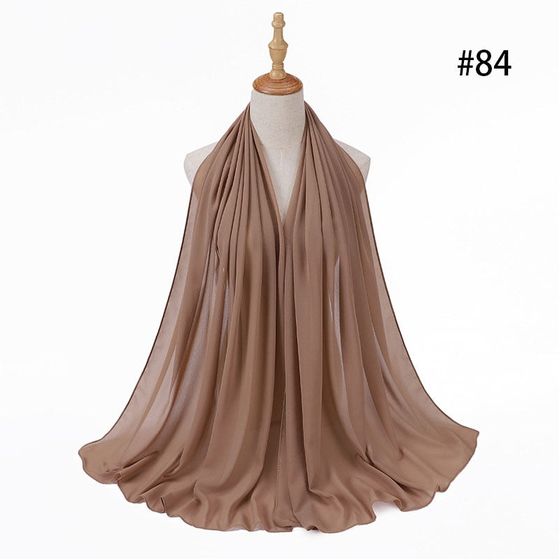 Hijab Scarf 72*175cm Plain Chiffon Scarves For Women Muslim Fasion Islam Clothing Headscarves Shawl For Ladies Headwrap Ramadan