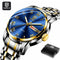 QINGXIYA Top Brand Luxury Gold Red Quartz Watch Men Stainless Steel Luminous Waterproof Watches Week Calendar Business Watch Men
