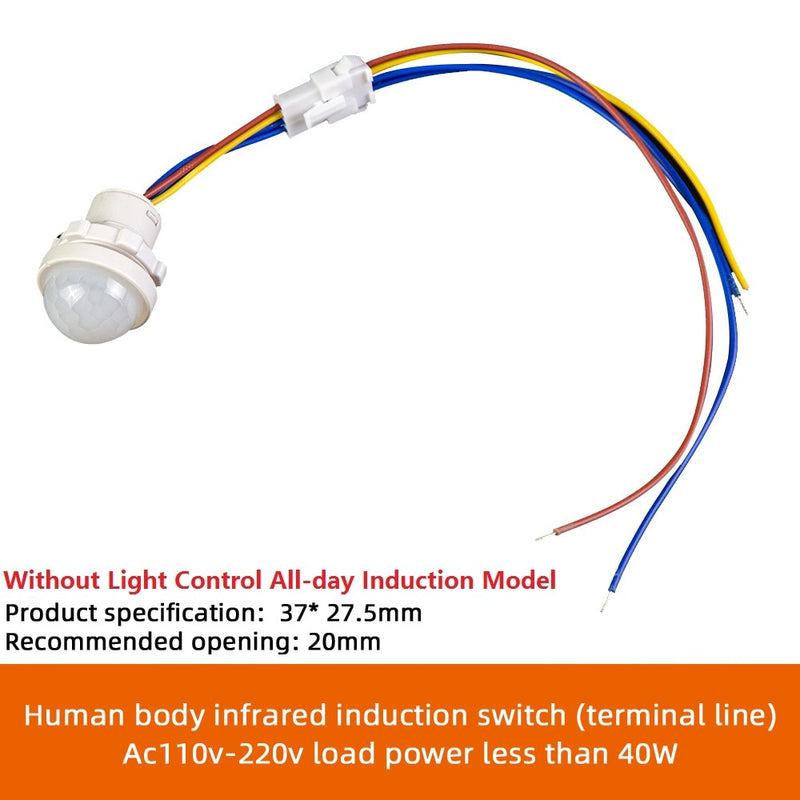 LED PIR No Adjustable Delay Human Body Infrared Detector IR Infrared Motion Sensor Light Switch For Home AC110-240V DC 12V-24V