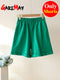 Green Suit Shorts with T-shirt for Women and Top Loose Oversize 100% Cotton Summer Two Piece Set Women Classic Tracksuit Casual