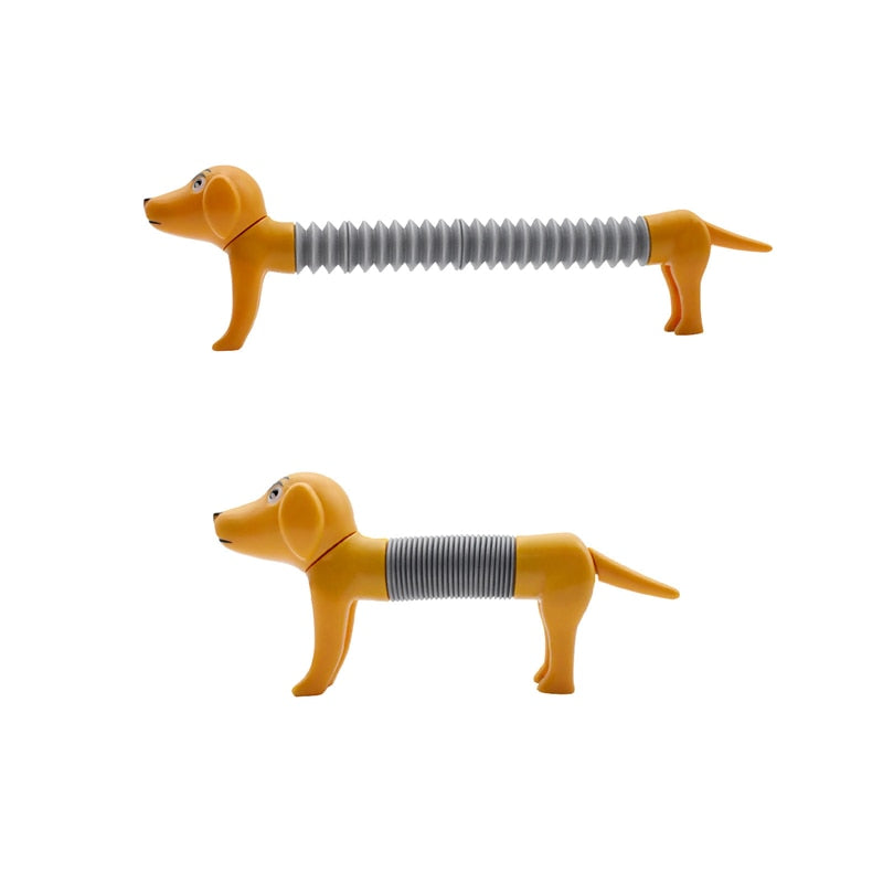 1- 4Pcs Novelty Spring Dog Pop Tubes Sensory Toy Stress Relieve Bellows Toys For Adult Kids Anti-stress Squeeze Toys Gifts