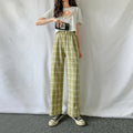 Plaid Thin pants women summer 2022 new high-waisted loose-fitting straight trousers dropshipping tug pants casual pants