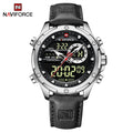 NAVIFORCE Luxury Gold Watches For Men Casual Sports Chronograph Alarm Quartz Wrist Watch Leather Waterproof Digital Clock 9163