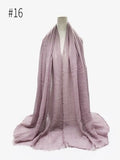 Pleated Plain Hijab Scarf Muslim Women Cotton Crinkle Headband Veil Scarves 2021 Fashion Islamic Headscarf Head Wraps Turban