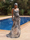 2022 Sexy Spaghetti Strap Side Split Beach Dress Summer Sundress Women Clothes Elegant Zebra Back Open Club Party Dresses A1144