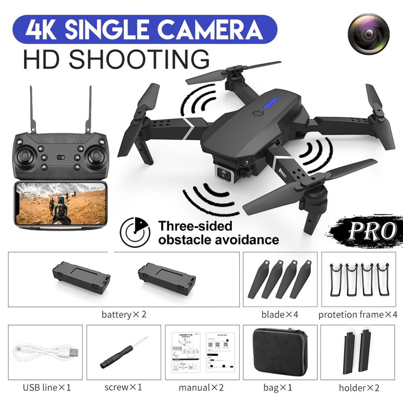 2022 New LSRC Quadcopter E88-525 Pro WIFI FPV Drone With Wide Angle HD 4K Camera Height Hold Avoidance RC Foldable Dron Gift Toy