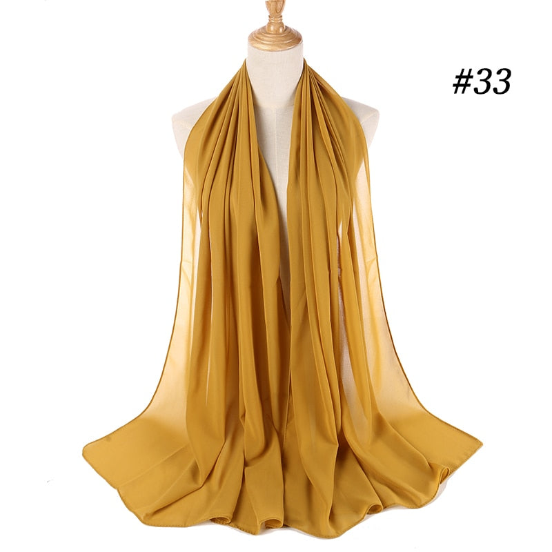 Hijab Scarf 72*175cm Plain Chiffon Scarves For Women Muslim Fasion Islam Clothing Headscarves Shawl For Ladies Headwrap Ramadan