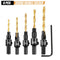 5pcs Countersink Drill Bit Carpentry Drill Set Drilling Pilot Holes For Screw Sizes #5 #6 #8 #10 #12 Drilling Woodworking Tools