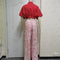 Wefads Womens Two Piece Sets Sexy Mid Sleeve Shirt Elgant Floral Print Wide Leg Pant High Streetwear