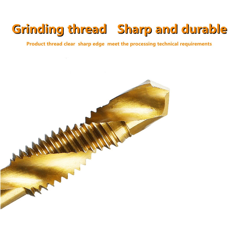 1-6pc M3 M4 M5 M6 M8 M10 Tap Drill Bits 1/4 Hex Shank Machine Hand Taps Titanium Coated HSS Drilling Tap Bits Thread Screw Tools