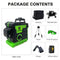 Pracmanu 12 Lines 3D Green Laser Level Horizontal and Vertical Cross Lines with 360°Auto Self-Leveling laser level 1/2 Batteries