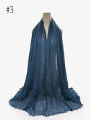 Pleated Plain Hijab Scarf Muslim Women Cotton Crinkle Headband Veil Scarves 2021 Fashion Islamic Headscarf Head Wraps Turban