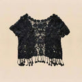 Hot Lace White/Black Bridal Summer Women Short Sleeve Shrug Bolero Wedding  Jacket Elegant Cape