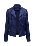 Autumn Winter Pu Faux Leather Jackets Women Long Sleeve Zipper Slim Motor Biker Leather Coat Female Outwear Tops