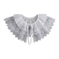 Royal Style Cotton Fake Collar Shawl Wrap Hollow Out Floral Lace Ruffled Trim Necklace Pointed Triangle Lapel Blouse