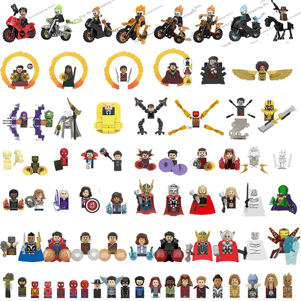 LG1002 Disney Building Blocks Luminous With Motorcycle Plastic mini action toy Figures Children Toys birthday gifts