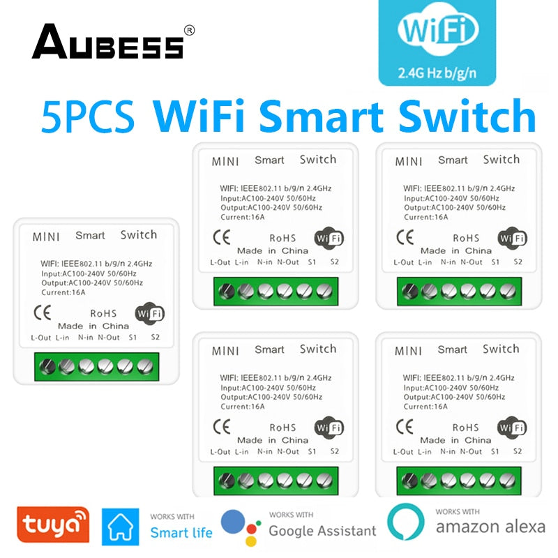 Tuya Zigbee / Wifi MINI Smart Switch 2 Way Control 16A Switch Tuya Smart Home Automation Sensor Works With Alexa Google Home