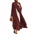 Ramadan Open Chiffon Abaya Dubai Women Sash Marocain Kaftan Eid Hijab Long Robe Muslim Fashion Clothes Turkey Vestido De Mujer