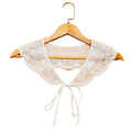 Royal Style Cotton Fake Collar Shawl Wrap Hollow Out Floral Lace Ruffled Trim Necklace Pointed Triangle Lapel Blouse