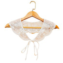 Royal Style Cotton Fake Collar Shawl Wrap Hollow Out Floral Lace Ruffled Trim Necklace Pointed Triangle Lapel Blouse