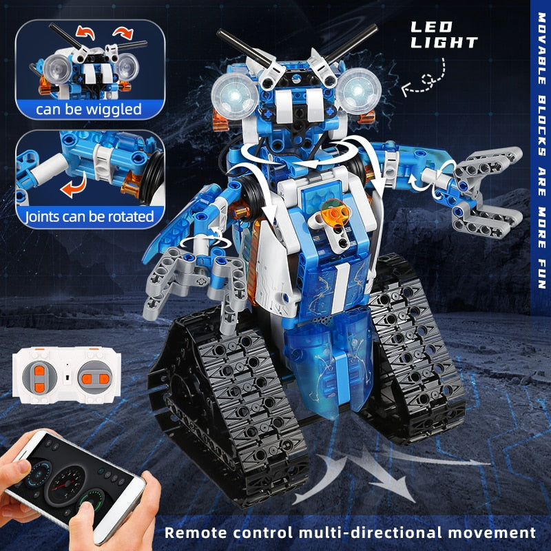 MOULD KING 15059 Technical Toys The APP&amp;RC Motorized Robot With Led Part Model Intelligent Building Blocks Kids Christmas Gift