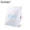 EU Touch Switch Sensor Switches No Neutral Wire Required LED Crystal Glass Panel Wall Lamp Light Switch 1/2/3 Gang AC100-240V