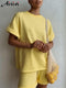 Summer Cotton Tracksuit Women Spring Loose Two Piece Sets Casual Long Sleeve  Sweatshirt &amp; Elastic Waist Shorts Female Outfits
