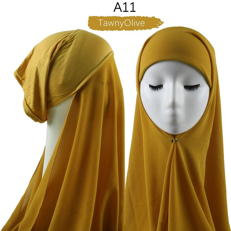 Women Muslim Instant Chiffon Hijab With Cap Underscarf Bonnet HIjabs  Scarf Islam Headscarf Headwrap Turbante